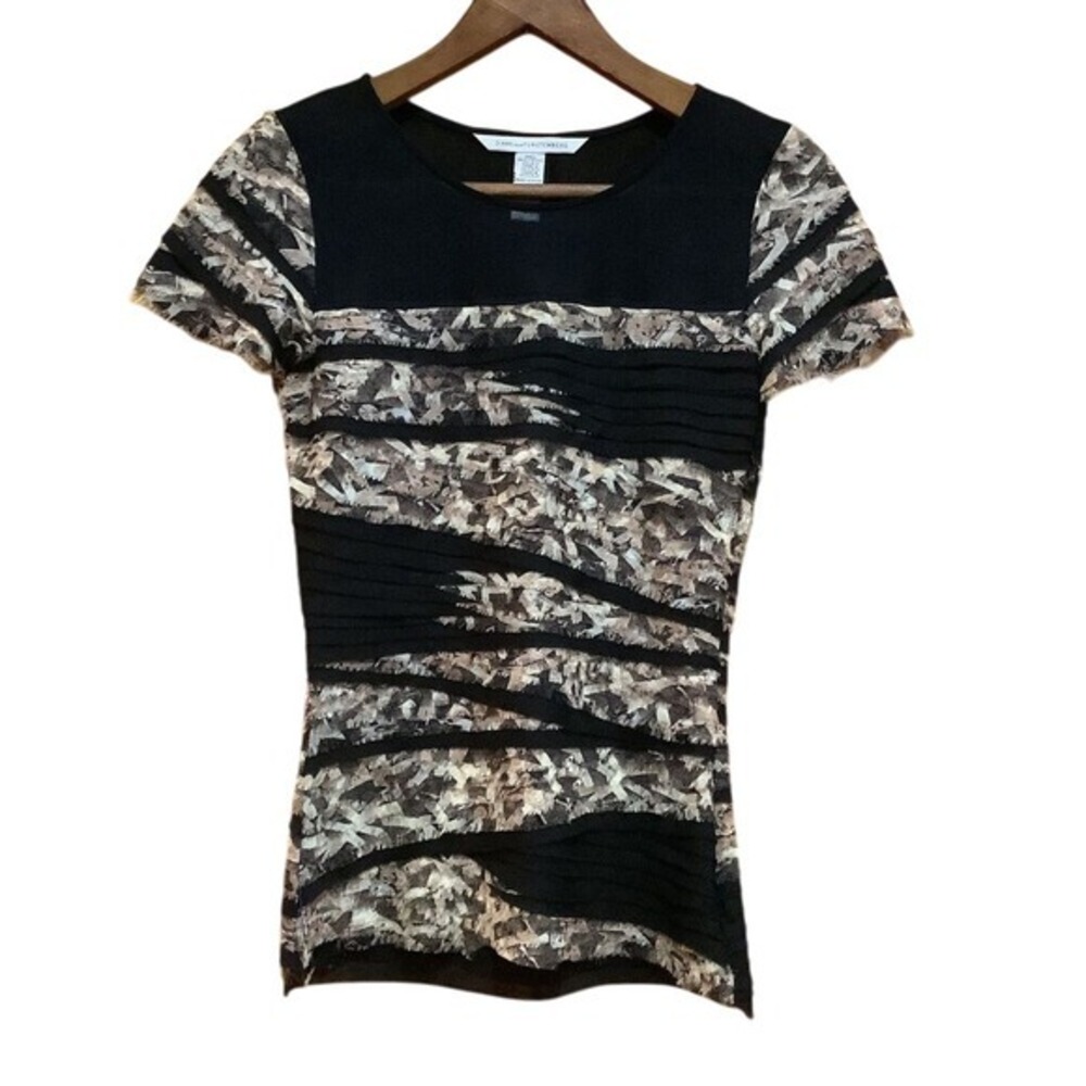 Diane Von Furstenberg Noelle Fitted Top Silk Blend‎ Sz XS Y2k Edgy Fairy Grunge